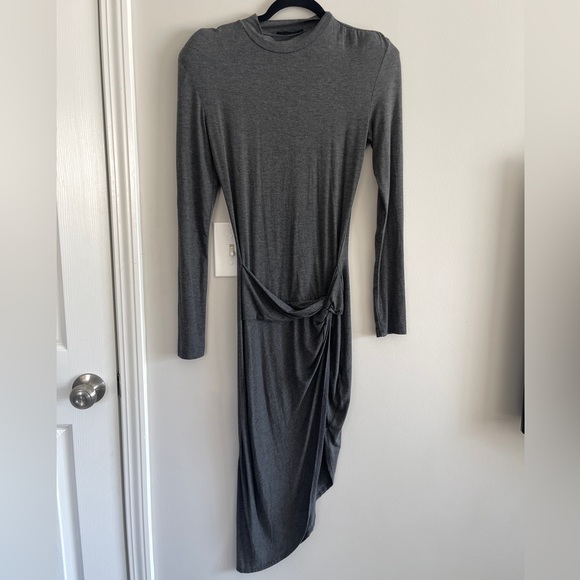 WinWin Womens Dress Size Small Gray High Spilt Bodycon Mock Neck - Picture 3 of 13
